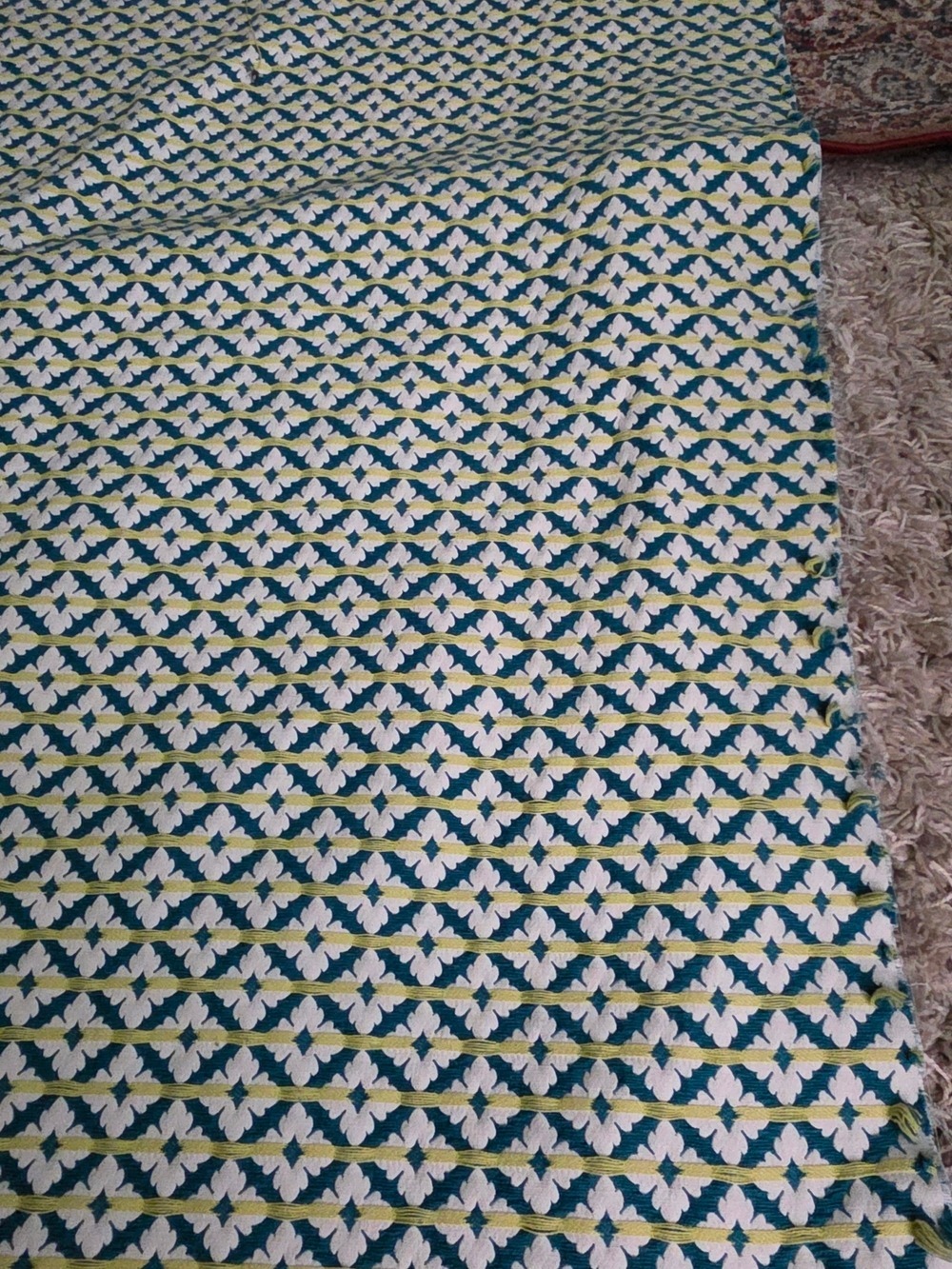 4/$67 Deal! Blue, Green, White Geometric Cotton Fabric Panel - Picture 3 of 14
